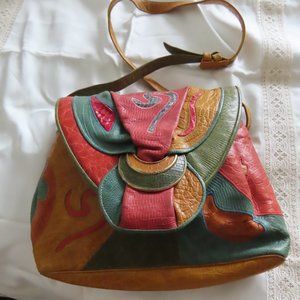 VINTAGE SHARIF MULTI COLORED LEATHER HANDBAG